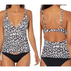 Jessica Simpson Cool Cat Printed V-Wire Tankini Top - Animal Print - Size S